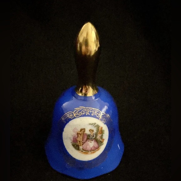 Enesco Bell Victorian Couple Blue Porcelain Vintage Japan - Picture 1 of 4